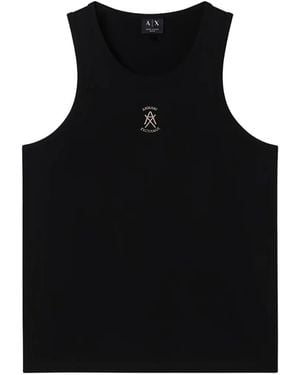 ARMANI EXCHANGE Logo-Embroidered Tank Top - Black