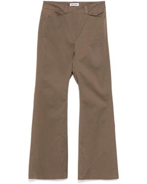 Low Classic Pin Tuck Bootcut Pants - Brown