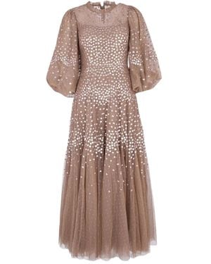 Needle & Thread Sequin-Embellishment Midi Dress - Natural