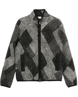 Moncler Argyle-Check-Pattern Zip-Up Jacket - Black