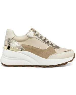 Geox Spherica Ec13 Metallic Paneled Sneakers - White