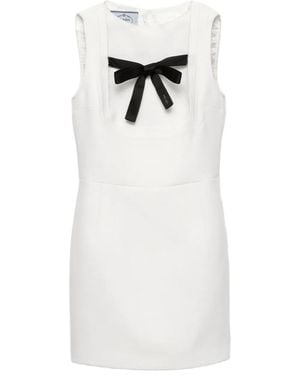 Prada Ärmelloses Kleid mit Schleifendetail - Weiß