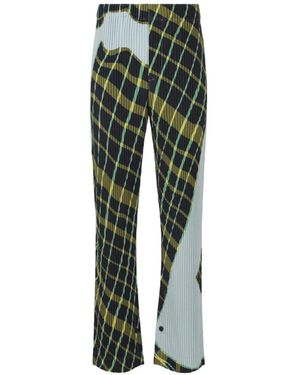 Homme Plissé Issey Miyake Windswept Plaid Hose Mit Falten - Grün