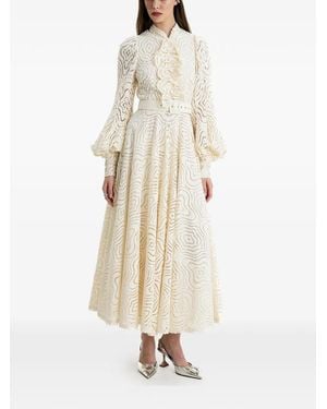 MOOS STUDIO Vestido largo Ethereal Grace con volantes - Neutro