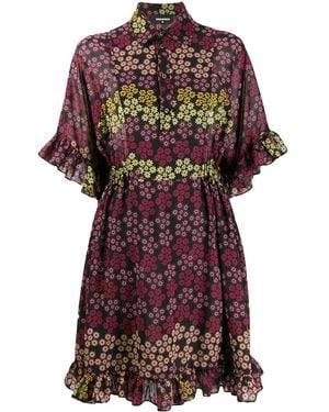 DSquared² Floral Print Shirt Dress - Red