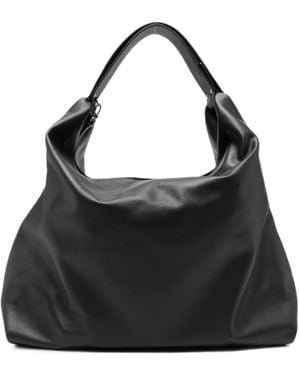 Gherardini Leather Slouchy Shoulder Bag - Black