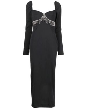 ANOUKI Rhinestone-Trim Low-Back Dress - Black