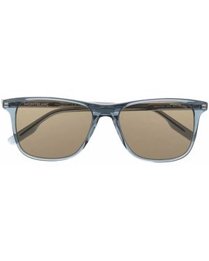 Montblanc Rectangular Tinted-Lense Sunglasses - Blue