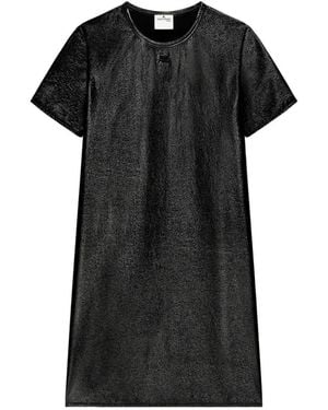 Courreges Vinyl-Effect Short-Sleeve Mini Dress - Black