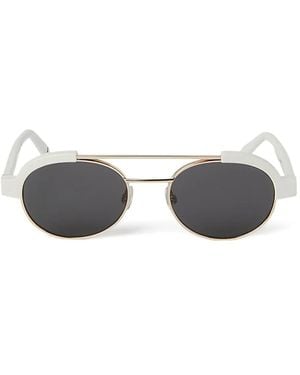 Palm Angels Occhiali Da Sole Artesia Tondi Con Doppio Ponte - Grigio