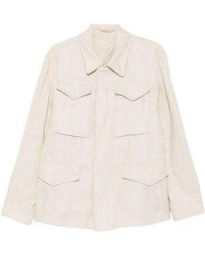 Eleventy Four-Pocket Linen Jacket - White