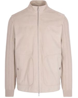 Eleventy Ribbed-Panel Jacket - Pink