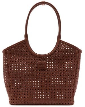 Miu Miu Logo-Detail Tote Bag - Brown