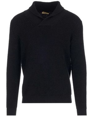 Al Duca d'Aosta Waffle-Knit Shawl-Collar Jumper - Blue
