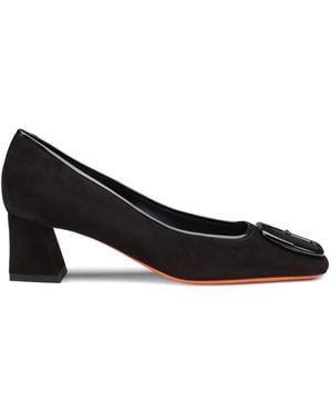 Santoni Suede Court Shoes - Black