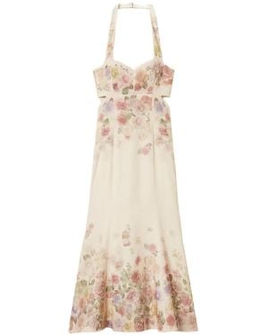 Twinset Midi Cut-Out Floral-Print Dress - Natural