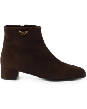 Prada Suede Booties - Brown
