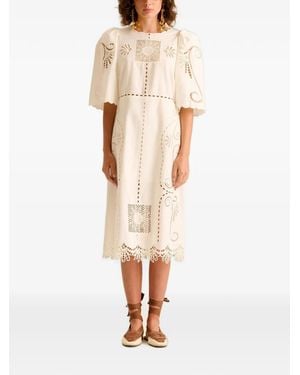 Carolina K Broderie-Anglaise Midi Dress - Natural