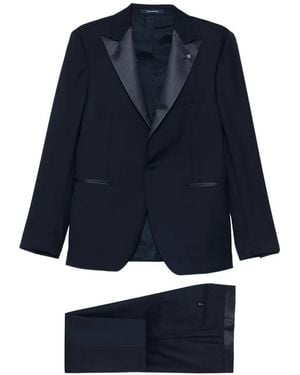 Tagliatore Peaked-Lapel Virgin Wool Suit - Blue