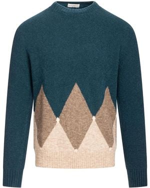 Ballantyne Diamond Bouclé Sweater - Blue