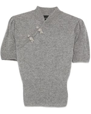 Simone Rocha Embellishment Puff-Sleeves Sweater - Gray