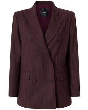 Pinko Double-Breasted Check Jacket - Purple