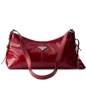 Prada Sac Porté Épaule Aimée En Cuir Médium - Rouge