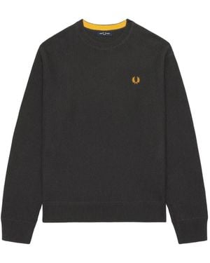 Fred Perry Waffle-Knit Sweater - Black