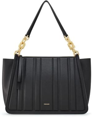 Ferragamo Sac Cabas En Cuir À Empiècements - Noir