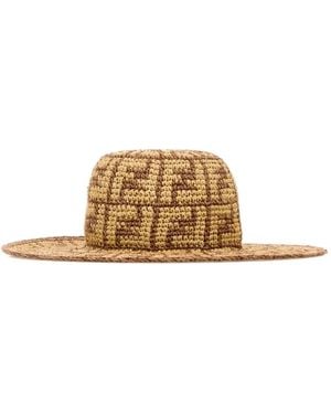 Fendi Ff Motif Wide-Brim Hat - Metallic