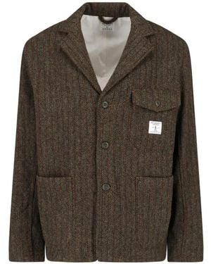 Roy Rogers Herringbone-Weave Patch-Pocket Blazer - Brown