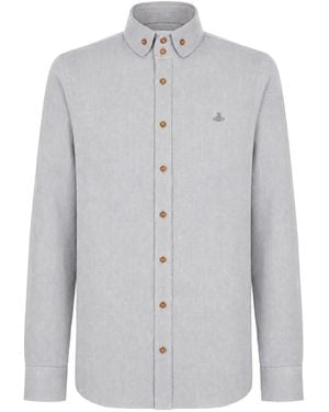Vivienne Westwood Chemise Boutonnée À Logo Orb Brodé - Grey
