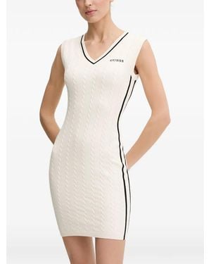 Guess Cable-Knit Sleeveless Mini Dress - White