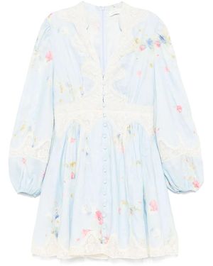 Zimmermann Robe Courte Lucky En Dentelle - Blanc