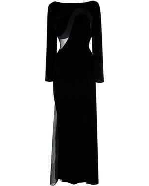 Tom Ford Mesh-Panelled Velvet Gown - Black