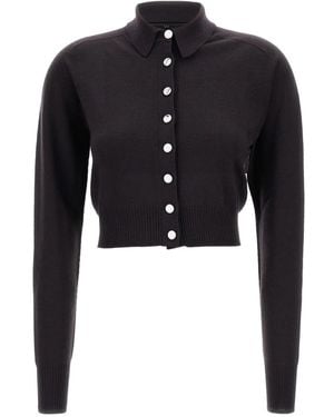 Sportmax Cardigan mit spitzem Kragen - Schwarz