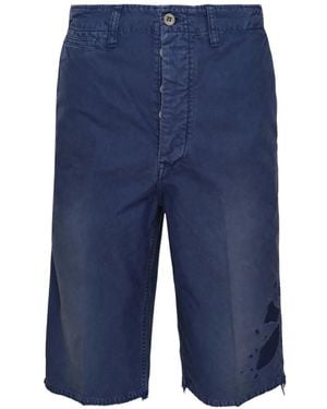 Visvim Bermuda À Effet Usé - Blue