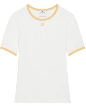 Courreges T-Shirt With Contrasting Trim - White
