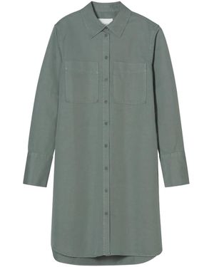 Closed Belted Shirt Dress - Gray