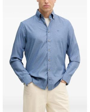 Hackett Button-Fastening Logo-Embroidered Shirt - Blue