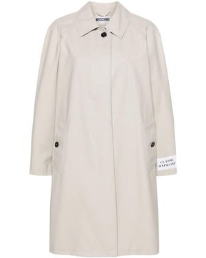 Moschino Patch-Detail Midi Trench Coat - White