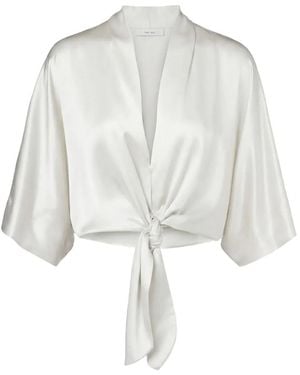 The Sei Dolman Tie-Front Silk Blouse - White