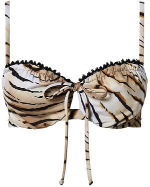 Twinset Underwire Tiger-Print Bikini Top - Brown