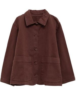 Baserange Osi Button-Up Denim Jacket - Brown