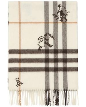 Burberry Check Mates Kasjmier Sjaal - Wit
