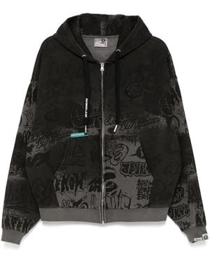 Aape By A Bathing Ape Graffiti-Print Zipped Hoodie - Black