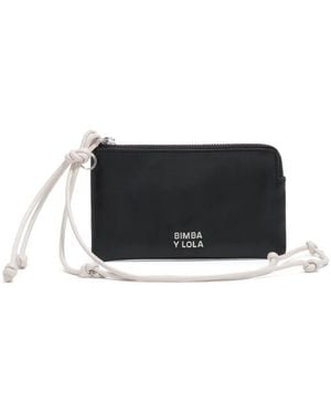 Bimba Y Lola Small Logo-Print Knotted-Strap Wallet - Black