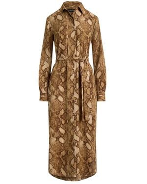 Ralph Lauren Robe-Chemise Ceinturée À Imprimé Peau De Python - Metallic