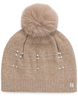 Joseph Ribkoff Pompom Detail Beanie - Natural