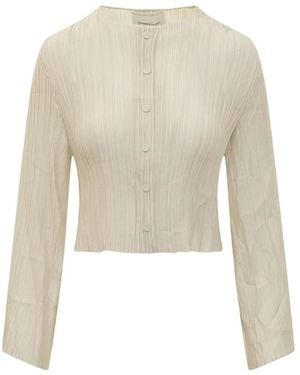 GONGDID DESIGN Plissé-Effect Button-Up Cardigan - White